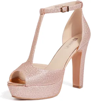 IDIFU Women's IN5 Polly Platform Chunky High Heels T-Strap Sexy Sandals Peep Toe Wedding Party Prom Dress Shoes for Women Bride