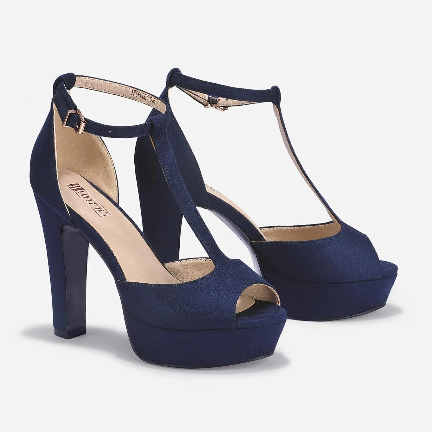 IDIFU Women's IN5 Polly Platform Chunky High Heels T-Strap Sexy Sandals Peep Toe Wedding Party Prom Dress Shoes for Women Bride