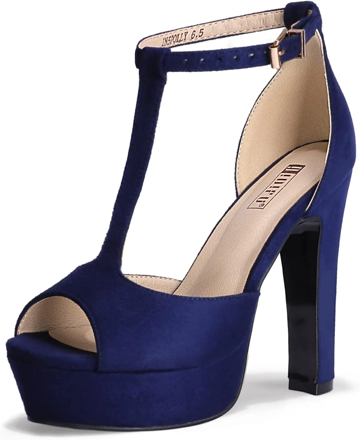 IDIFU Women's IN5 Polly Platform Chunky High Heels T-Strap Sexy Sandals Peep Toe Wedding Party Prom Dress Shoes for Women Bride