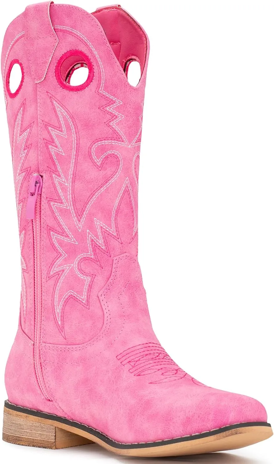 IUV Cowboy Boots for Boys Girls Western Square Toe Cowgirl Boots Mid Calf Riding Shoes (Toddler/Little Kid/Big Kid)