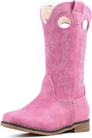 IUV Cowboy Boots for Boys Girls Western Square Toe Cowgirl Boots Mid Calf Riding Shoes (Toddler/Little Kid/Big Kid)