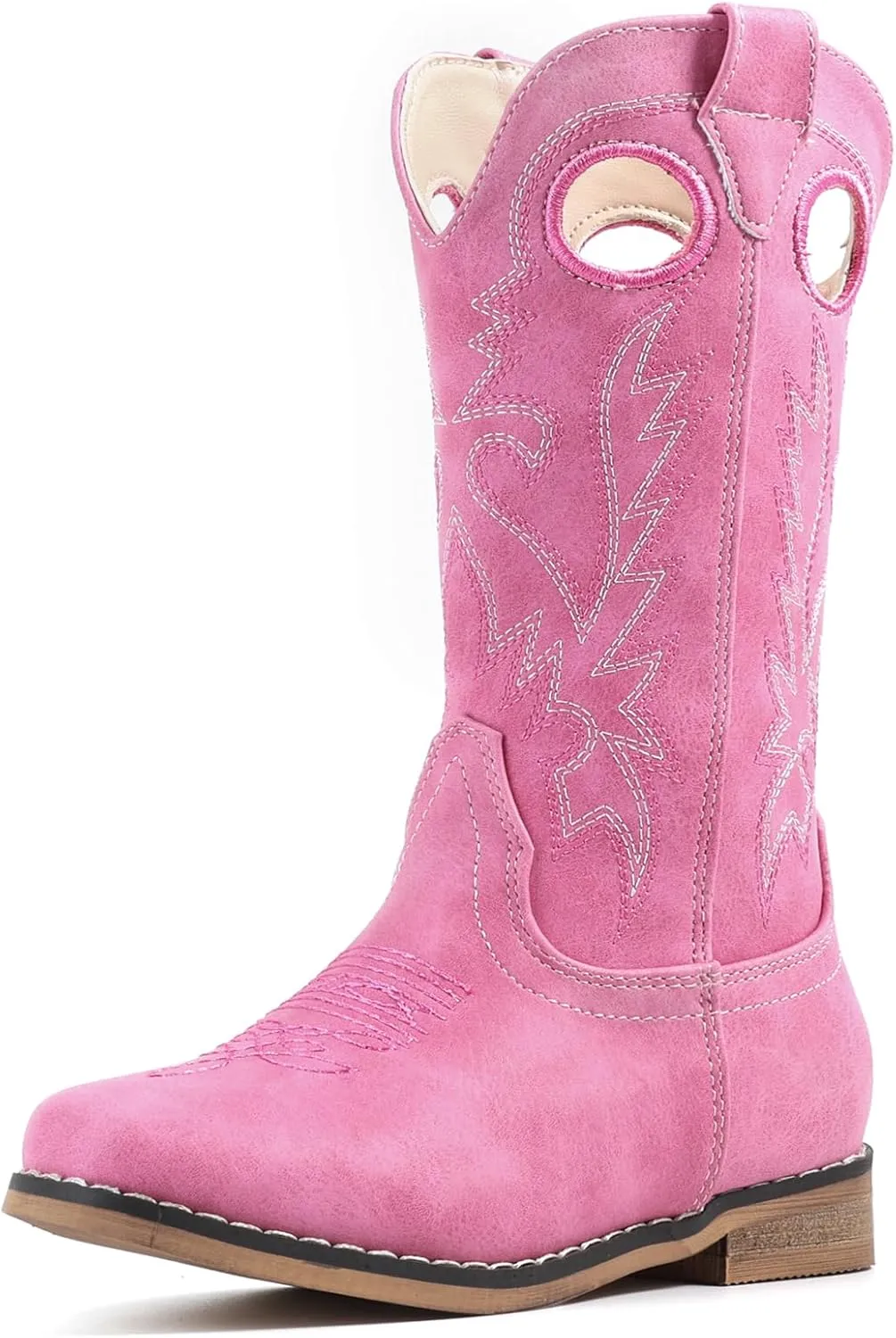 IUV Cowboy Boots for Boys Girls Western Square Toe Cowgirl Boots Mid Calf Riding Shoes (Toddler/Little Kid/Big Kid)