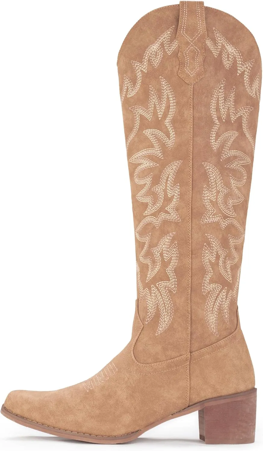 IUV Cowboy Boots For Women Knee High Western Cowgirl Boots Snip Toe Side Zipper Chunky Heel