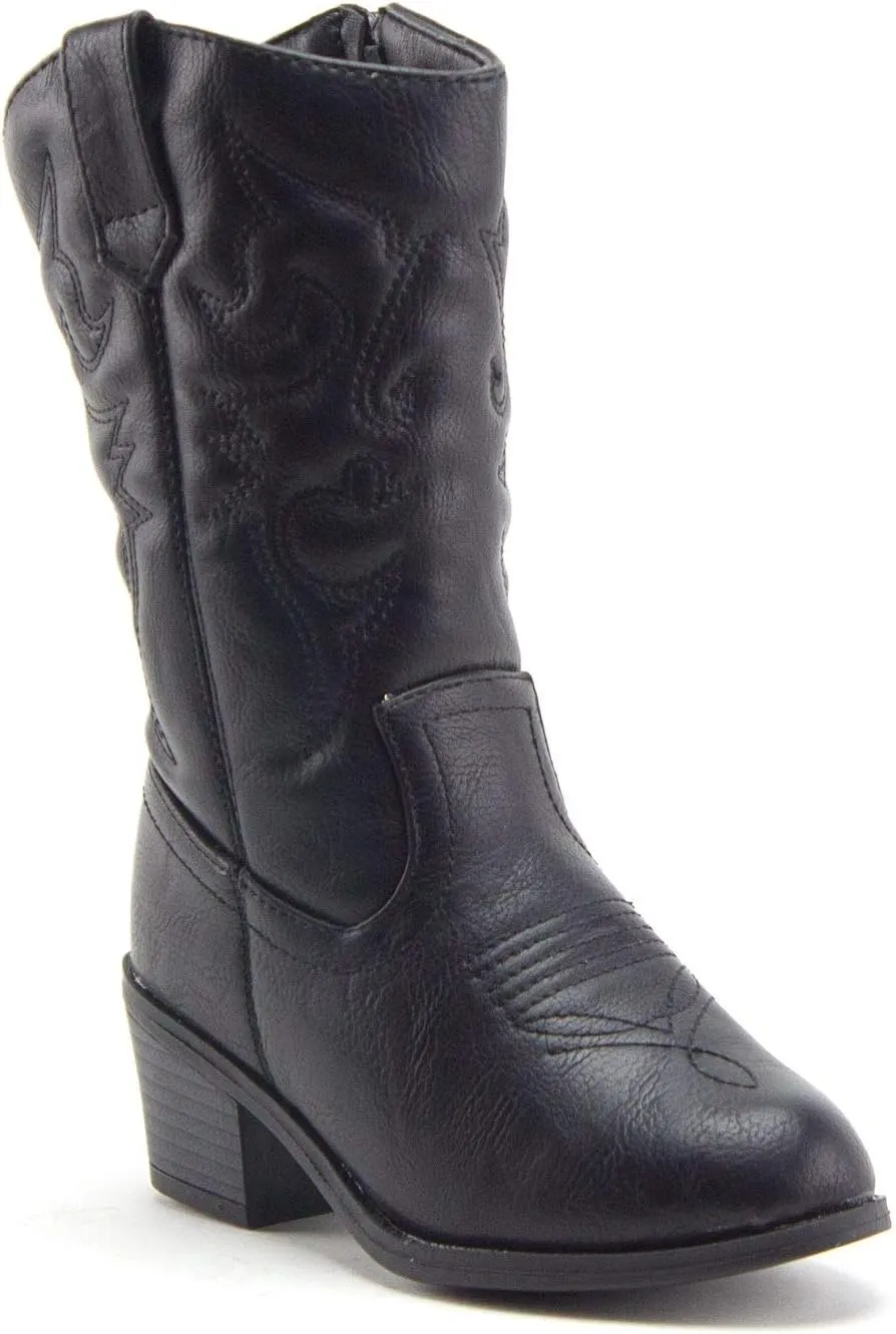 Jazamé Little Kids' Girls Cowboy Boots - Tall Stitched Western Toddler Cowgirl Boots - Stylish and Durable Cowgirl Boots for Girls - girls cowgirl boots - botas vaqueras para niñas