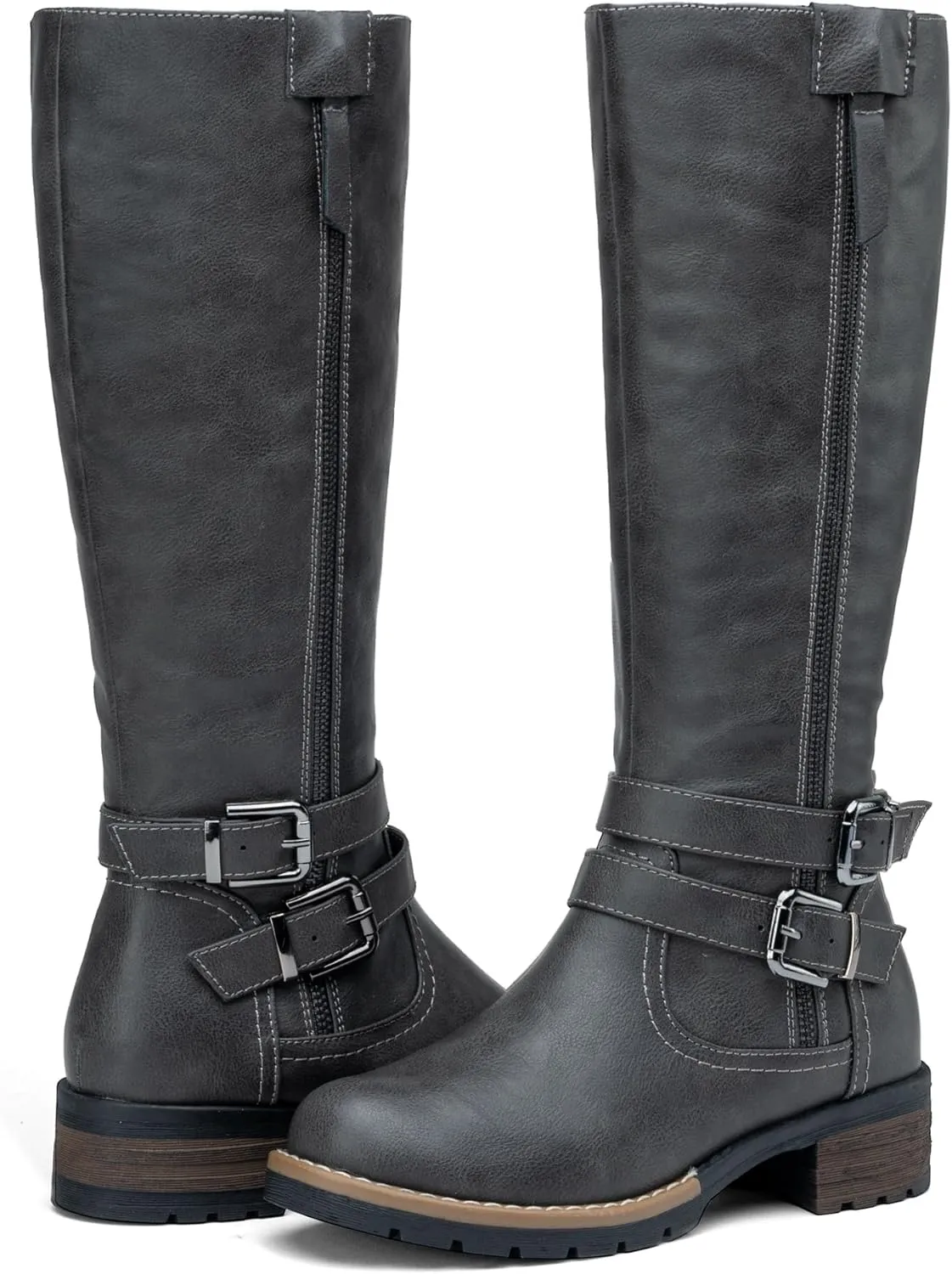 Jeossy 9660 Knee High Boots for Women, Classic Tall Riding Boots Low Heel with Inside Zipper Works and Outside Zip Decorative