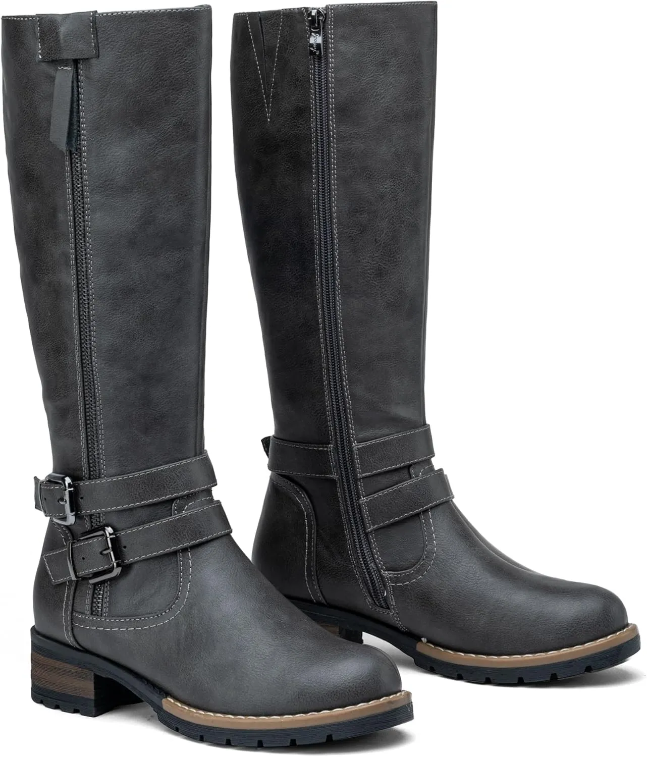 Jeossy 9660 Knee High Boots for Women, Classic Tall Riding Boots Low Heel with Inside Zipper Works and Outside Zip Decorative