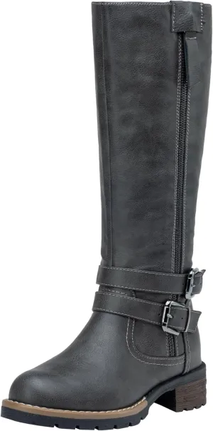 Jeossy 9660 Knee High Boots for Women, Classic Tall Riding Boots Low Heel with Inside Zipper Works and Outside Zip Decorative