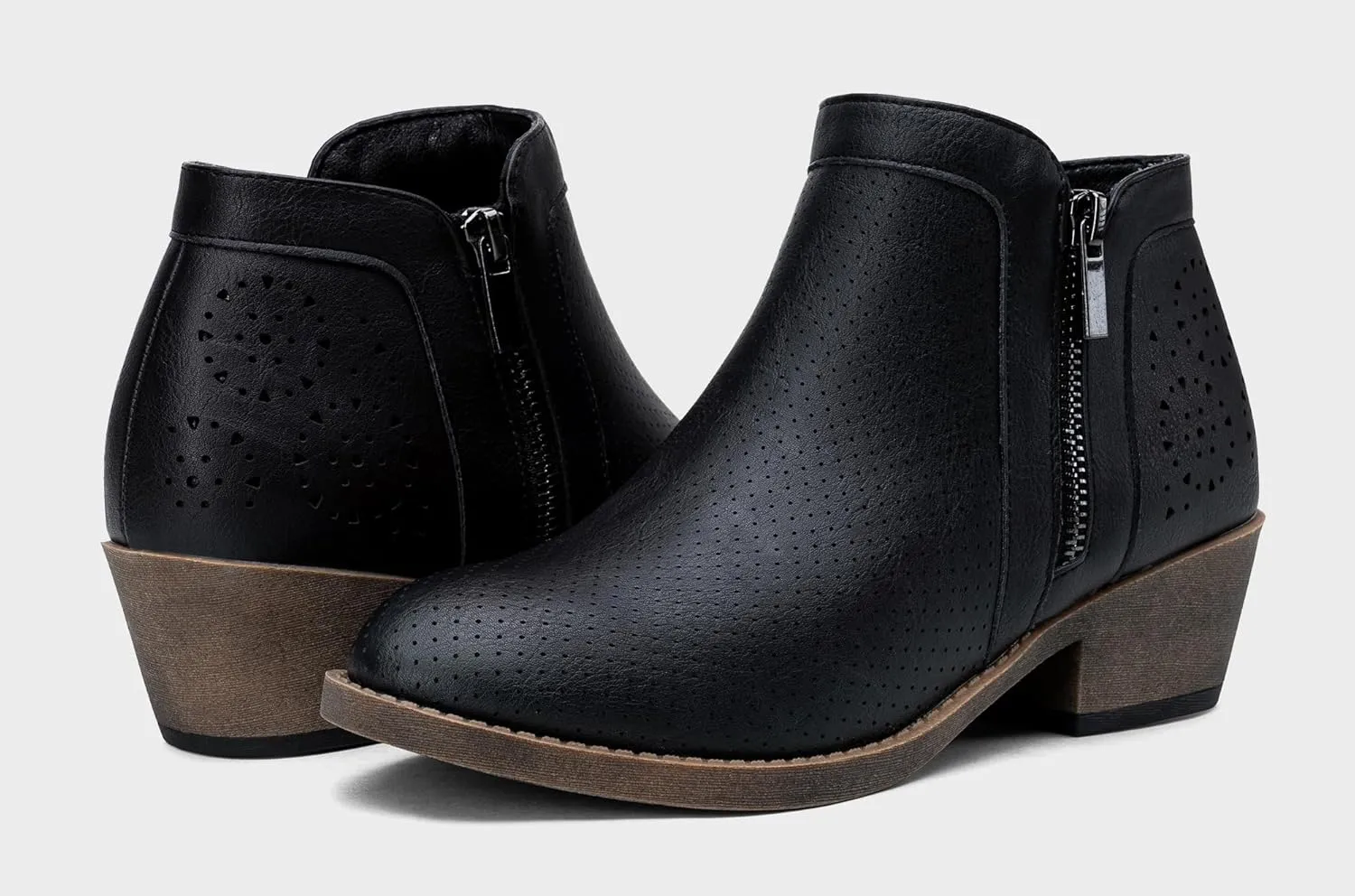 Jeossy Women's 9618 Classic Ankle Boots Slip on Chunky Heel Boots for Women