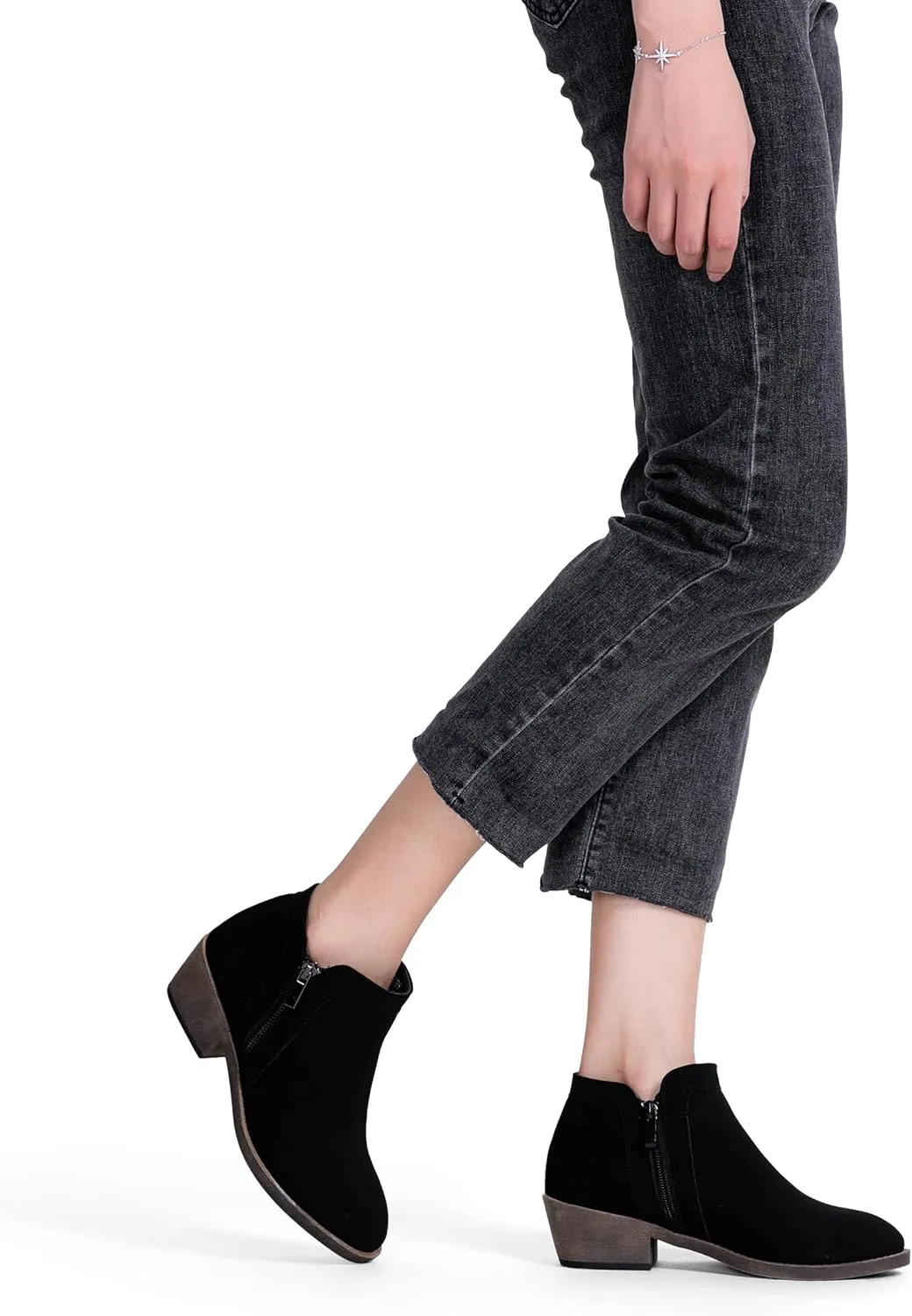 Jeossy Women's 9618 Classic Ankle Boots Slip on Chunky Heel Boots for Women