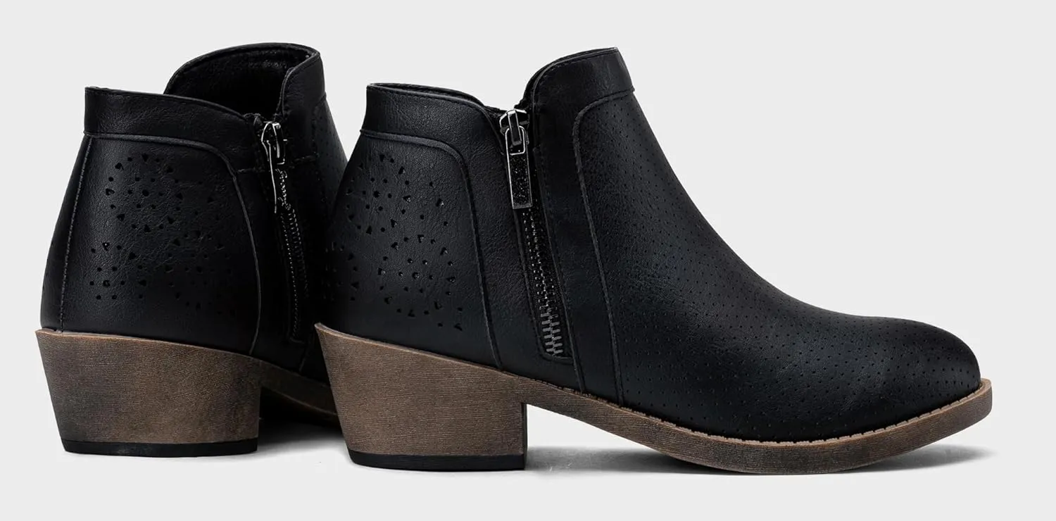 Jeossy Women's 9618 Classic Ankle Boots Slip on Chunky Heel Boots for Women