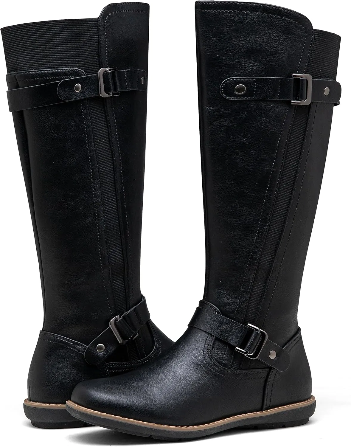 Jeossy Women's 9656 Knee-High Boots Fashion Riding Boots with Buckle