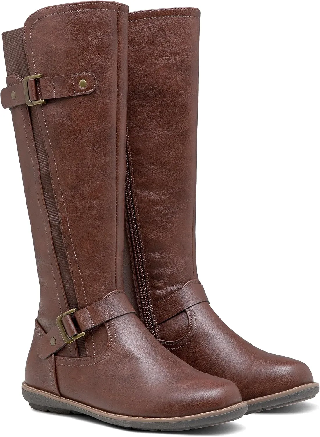 Jeossy Women's 9656 Knee-High Boots Fashion Riding Boots with Buckle