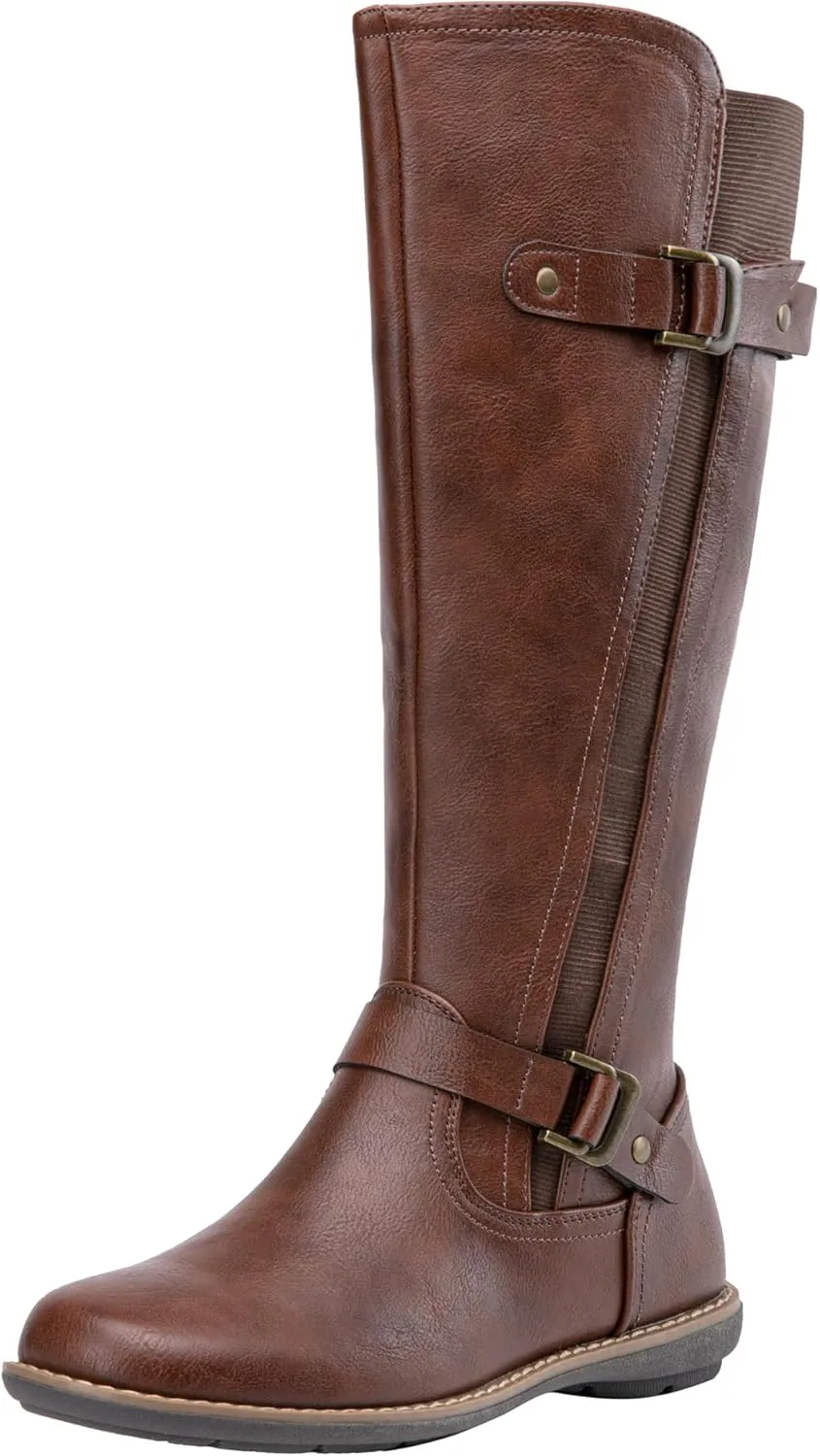 Jeossy Women's 9656 Knee-High Boots Fashion Riding Boots with Buckle
