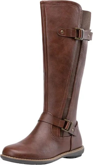 Jeossy Women's 9656 Knee-High Boots Fashion Riding Boots with Buckle