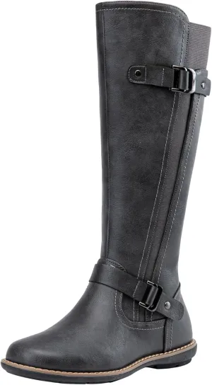 Jeossy Women's 9656 Knee-High Boots Fashion Riding Boots with Buckle