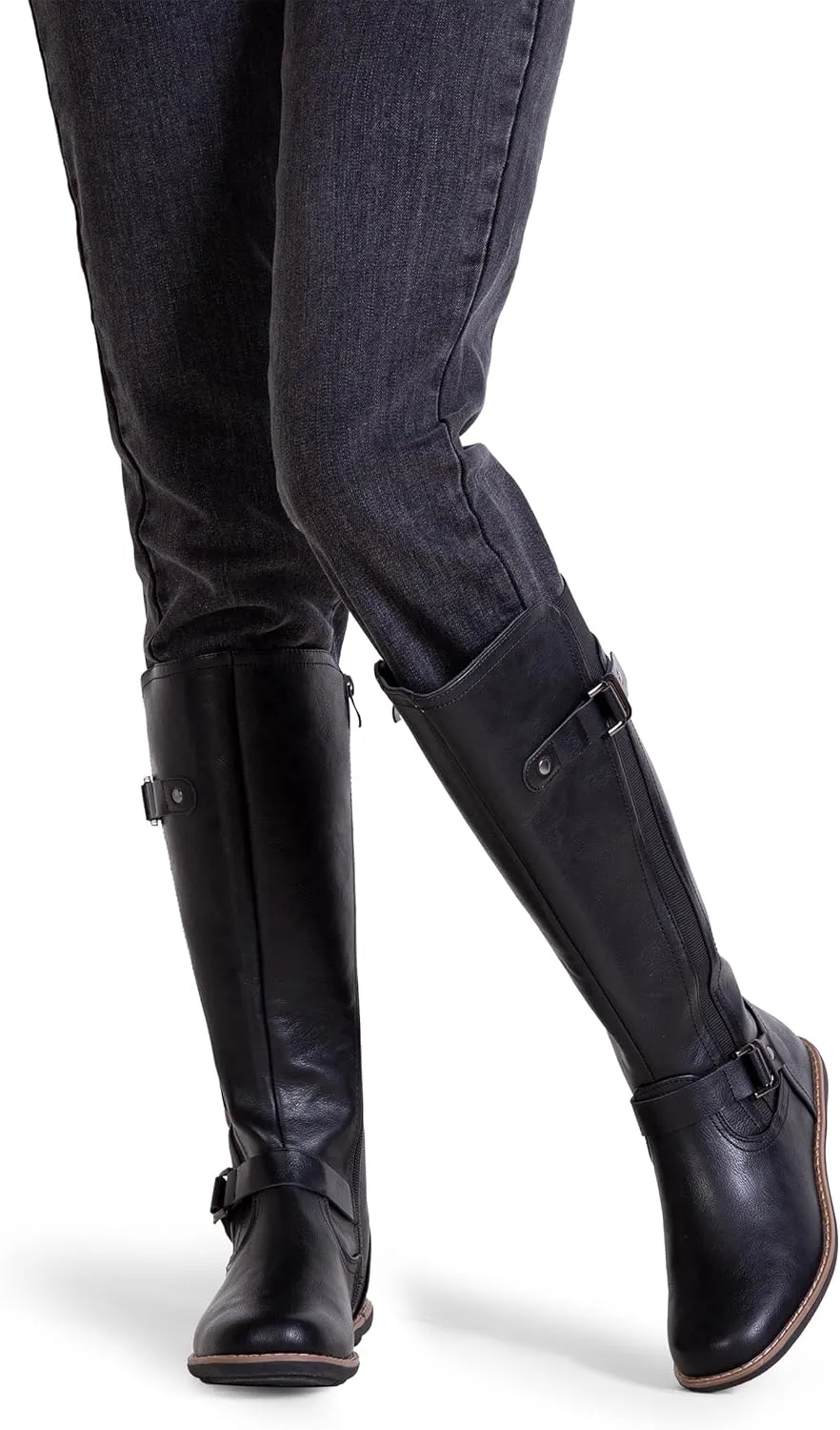 Jeossy Women's 9656 Knee-High Boots Fashion Riding Boots with Buckle