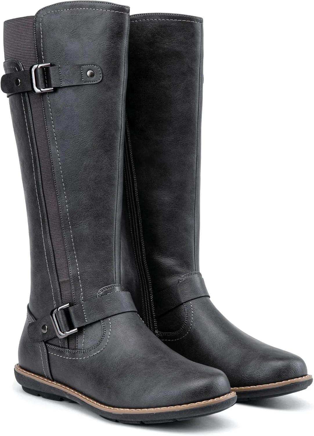 Jeossy Women's 9656 Knee-High Boots Fashion Riding Boots with Buckle