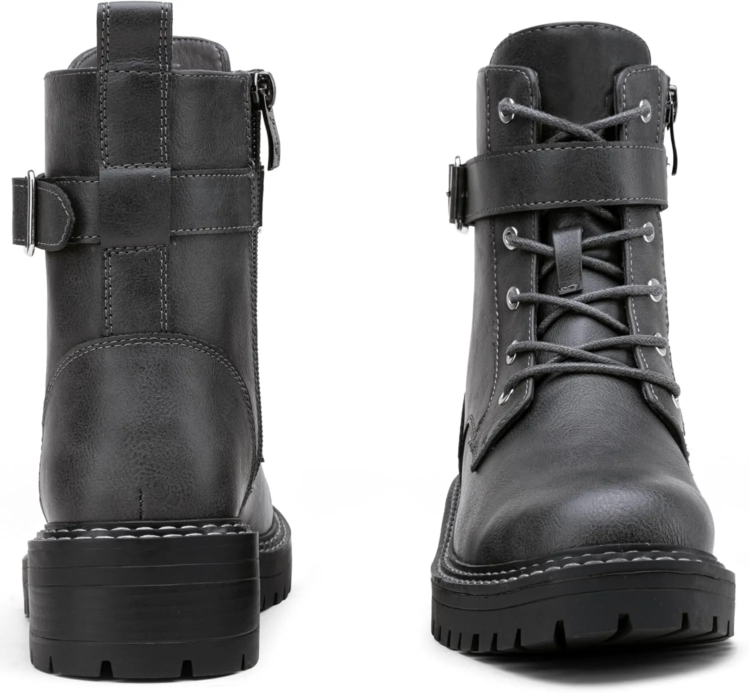 Jeossy Women's Combat Ankle Boots 9627 Low Heel Ankle-Booties with Side Zipper
