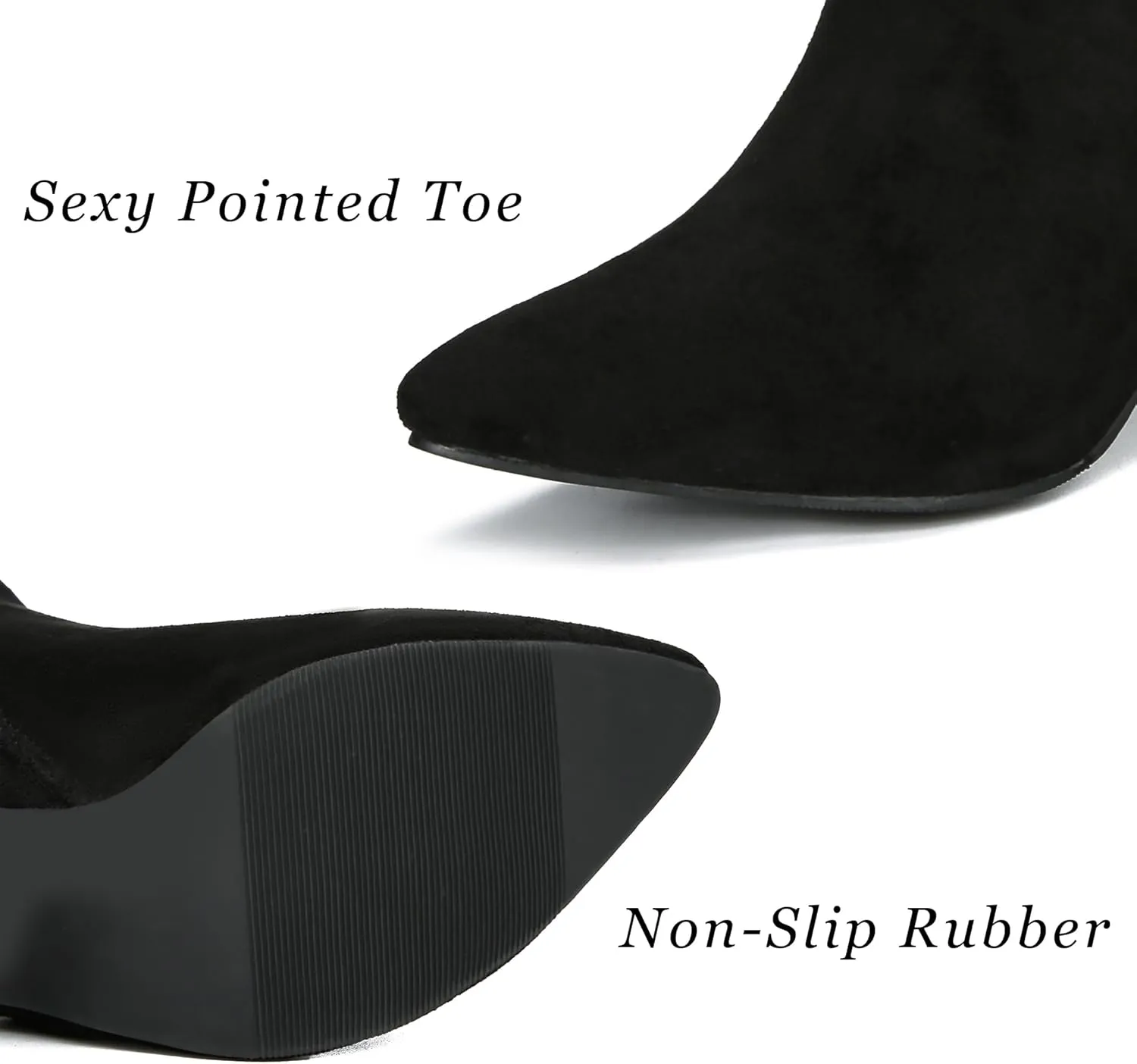 Jiu du Suede Ankle Boots for Women Chunky Block High Heel Booties Sexy Pointed Toe Side Zipper Disco Dressy Short GOGO Boots