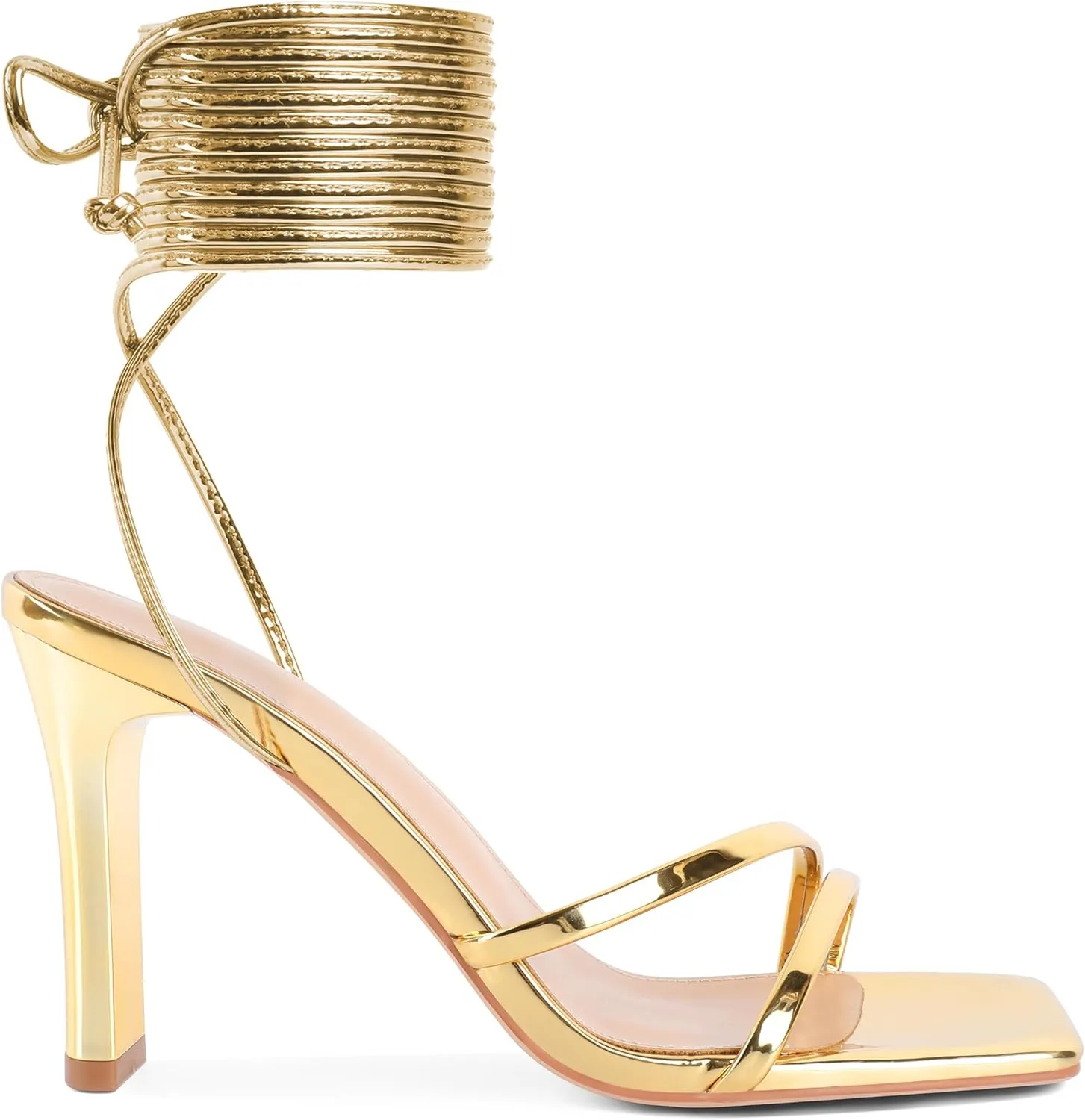 Joseywade Chunky Heels For Women Lace Up Tie Up High Heel 3.5" Heeled Sandals Open Toe Shoes