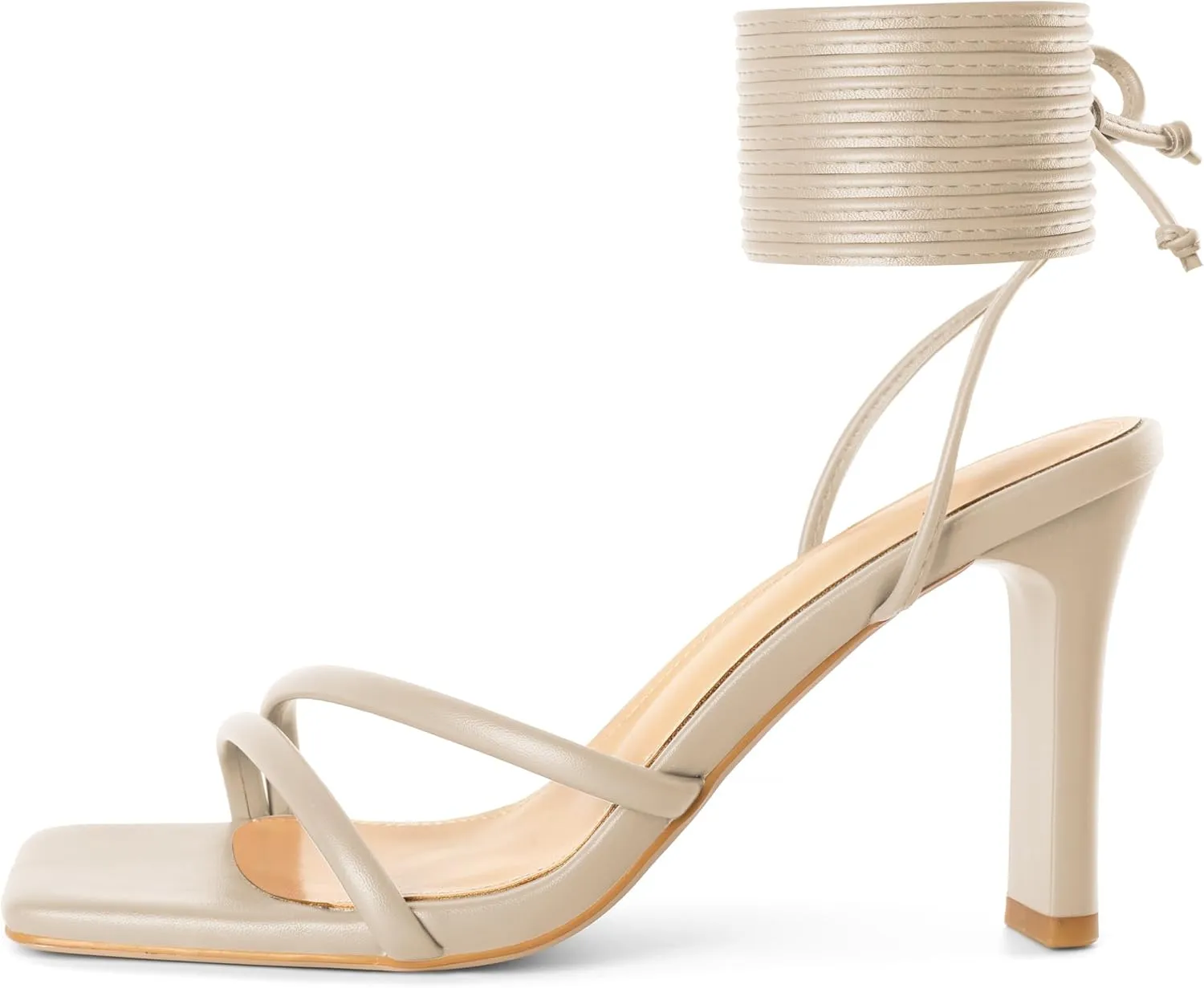 Joseywade Chunky Heels For Women Lace Up Tie Up High Heel 3.5" Heeled Sandals Open Toe Shoes