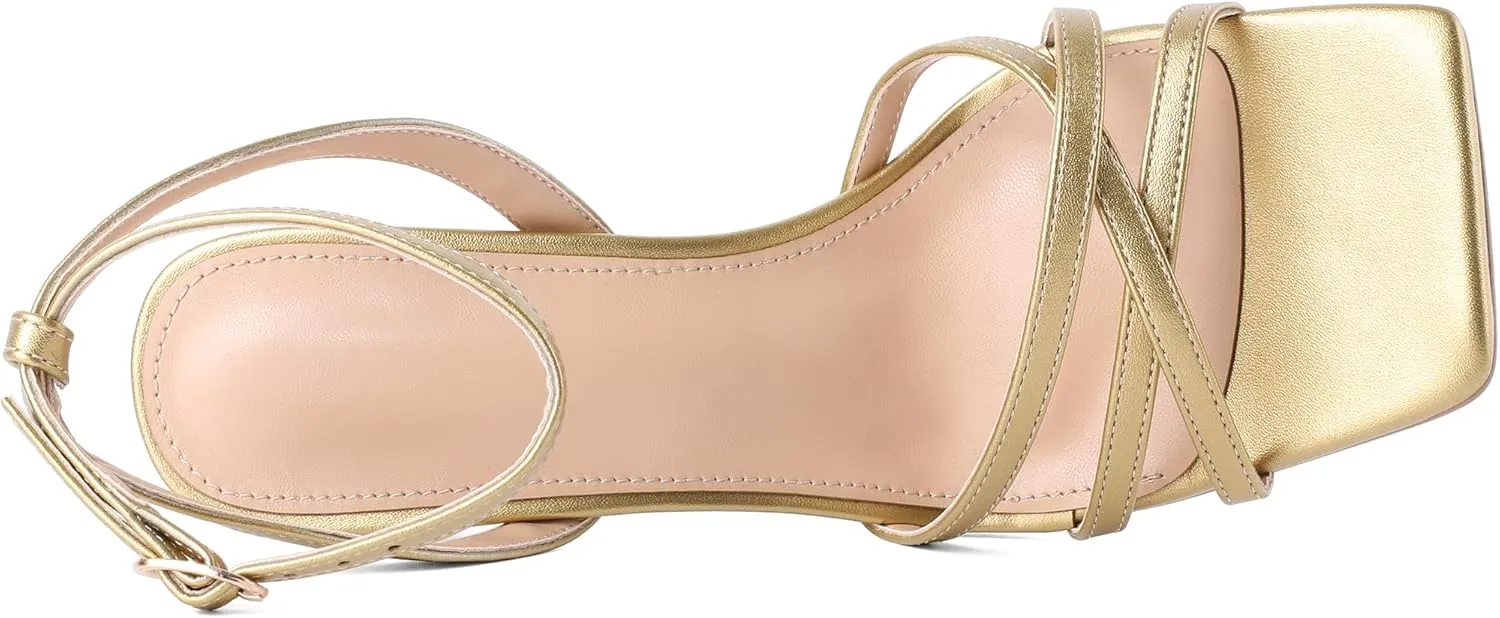 Joseywade Chunky Heels For Women Strappy High Heel 3.5 Inch Heeled Sandals Open Toe Shoes