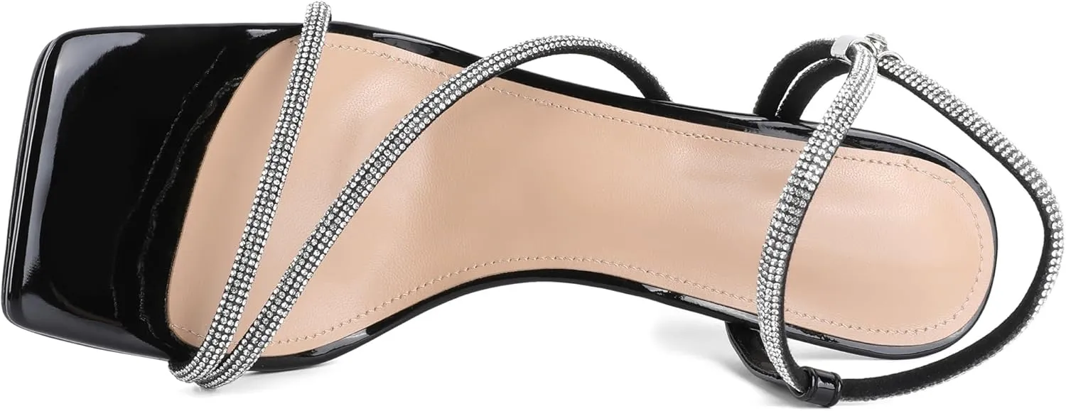 Joseywade Chunky Heels For Women Strappy High Heel 3.5" Sandals Adjustable Ankle Strap Open Toe Shoes