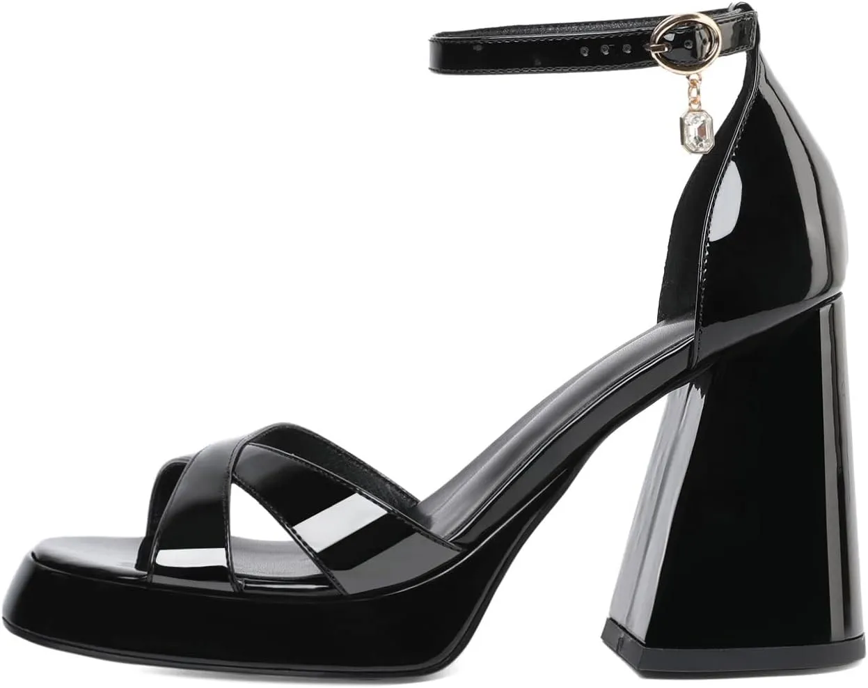 Joseywade Heeled Sandals Strappy Platform Chunky Block High Heels Round Open Toe 4 Inch Ankle Strap Sexy Work Dance Shoes