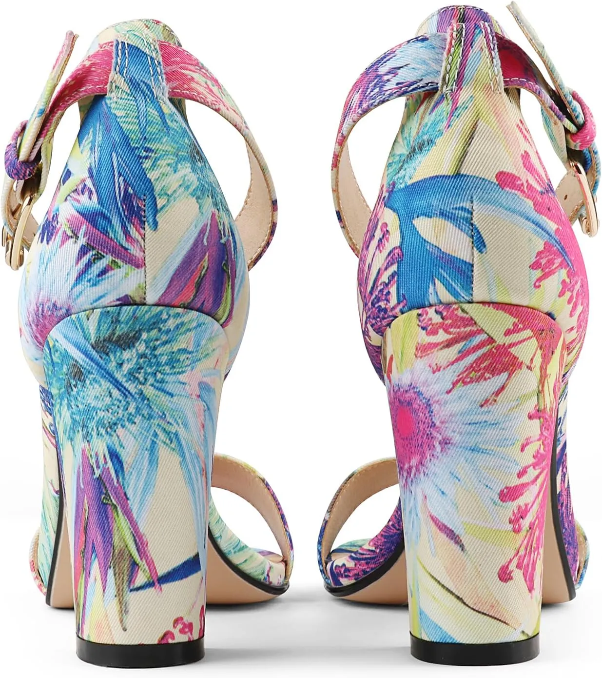 JOY IN LOVE Womens 3.5" Chunky Block High Heels Ankle Strap Heeled Sandals