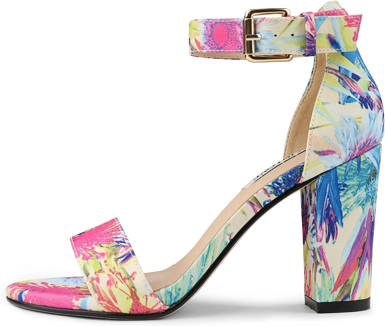 JOY IN LOVE Womens 3.5" Chunky Block High Heels Ankle Strap Heeled Sandals