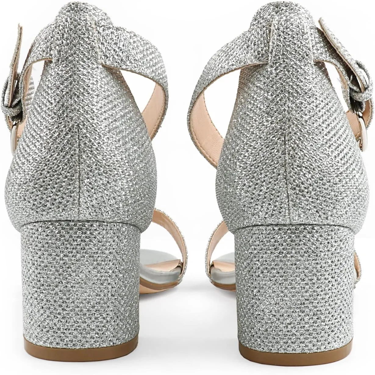 JOY IN LOVE Women's Chunky Low Heels Ankle Strap Open Toe Block Heel Sandals