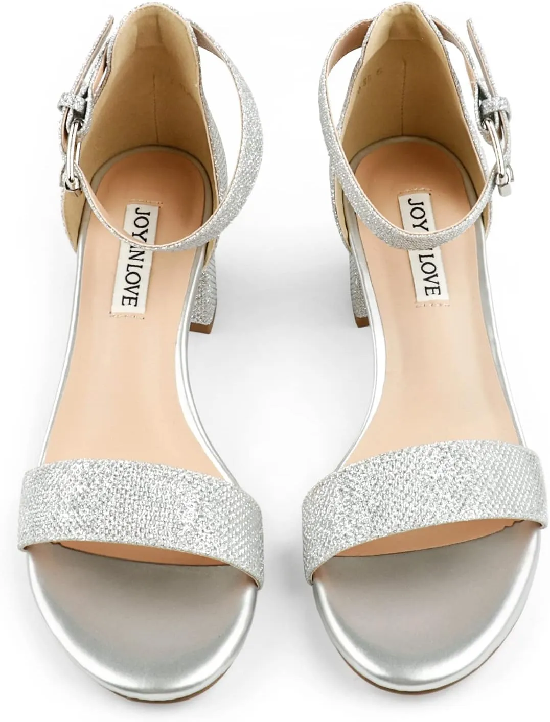 JOY IN LOVE Women's Chunky Low Heels Ankle Strap Open Toe Block Heel Sandals
