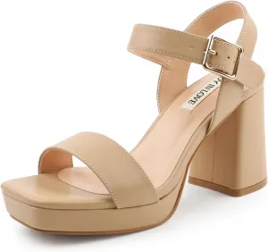 JOY IN LOVE Women's Chunky Platform High Heels Ankle Strap Block Heel Sandals