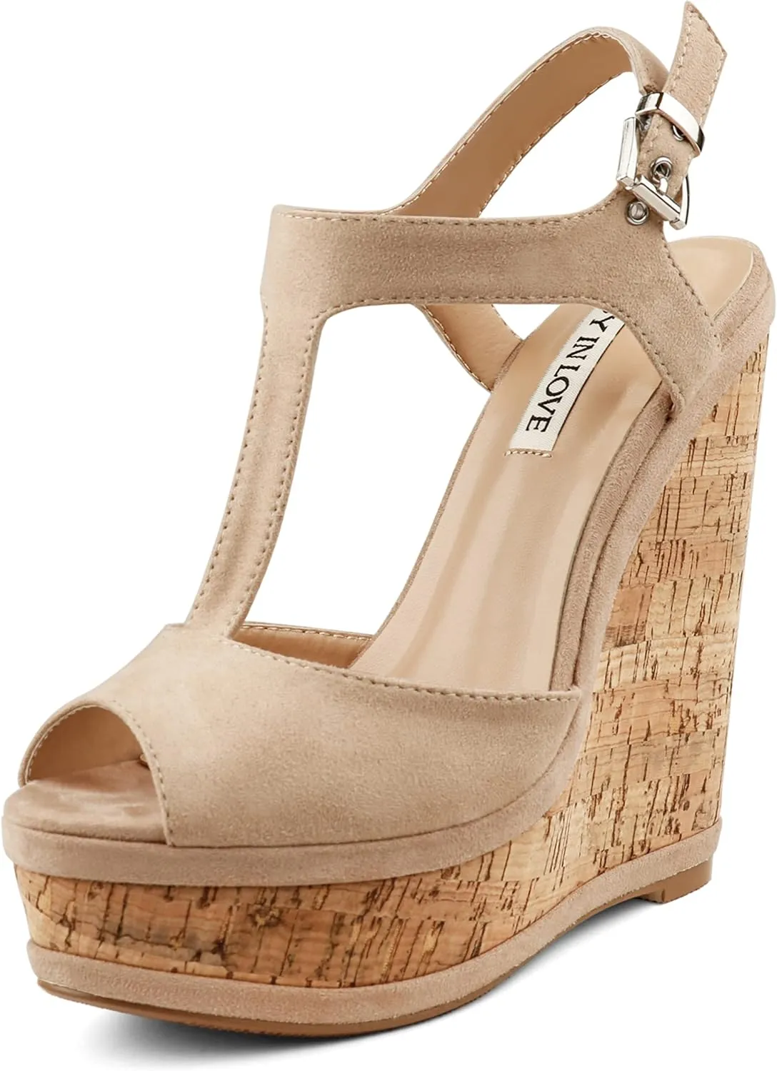 JOY IN LOVE Women's Wedges Sandals Platform Buckle Shoes