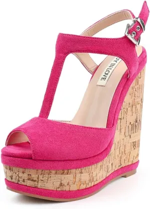 JOY IN LOVE Women's Wedges Sandals Platform Buckle Shoes