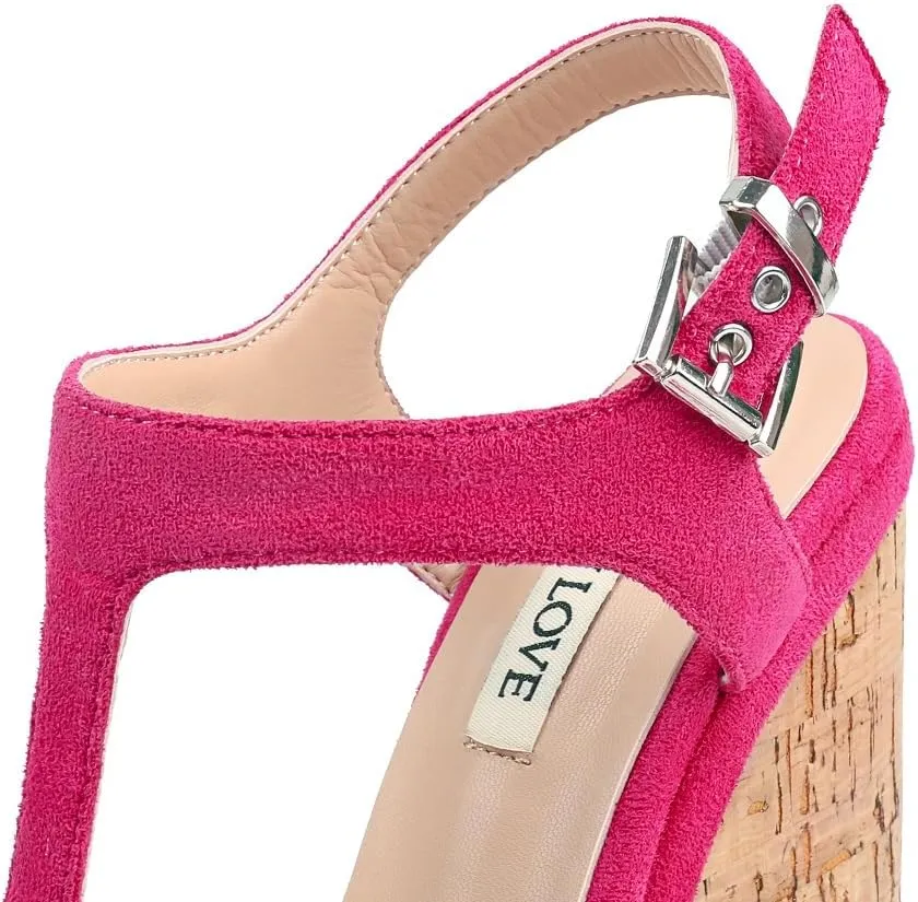 JOY IN LOVE Women's Wedges Sandals Platform Buckle Shoes