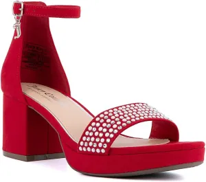 JUICY COUTURE Women's Open Toe Ankle Strap Low Block Chunky Heels Sandals - Dress Pumps Shoes