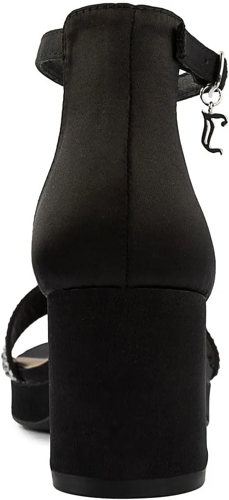 JUICY COUTURE Women's Open Toe Ankle Strap Low Block Chunky Heels Sandals - Dress Pumps Shoes