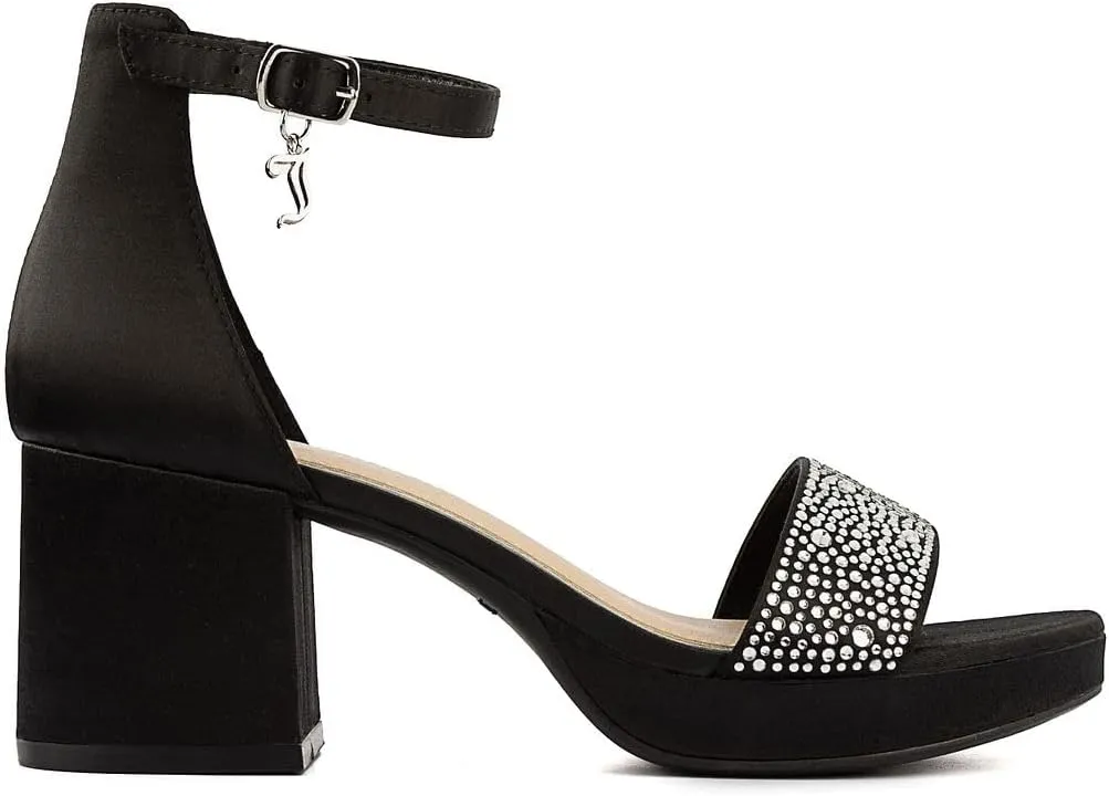 JUICY COUTURE Women's Open Toe Ankle Strap Low Block Chunky Heels Sandals - Dress Pumps Shoes