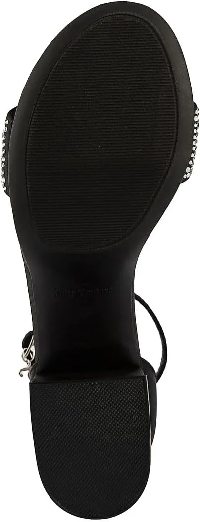 JUICY COUTURE Women's Open Toe Ankle Strap Low Block Chunky Heels Sandals - Dress Pumps Shoes