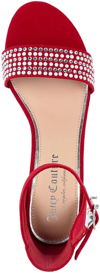 JUICY COUTURE Women's Open Toe Ankle Strap Low Block Chunky Heels Sandals - Dress Pumps Shoes