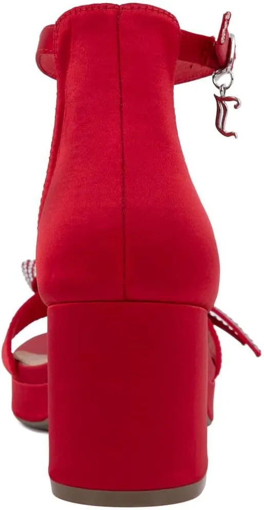 JUICY COUTURE Women's Open Toe Ankle Strap Low Block Chunky Heels Sandals - Dress Pumps Shoes
