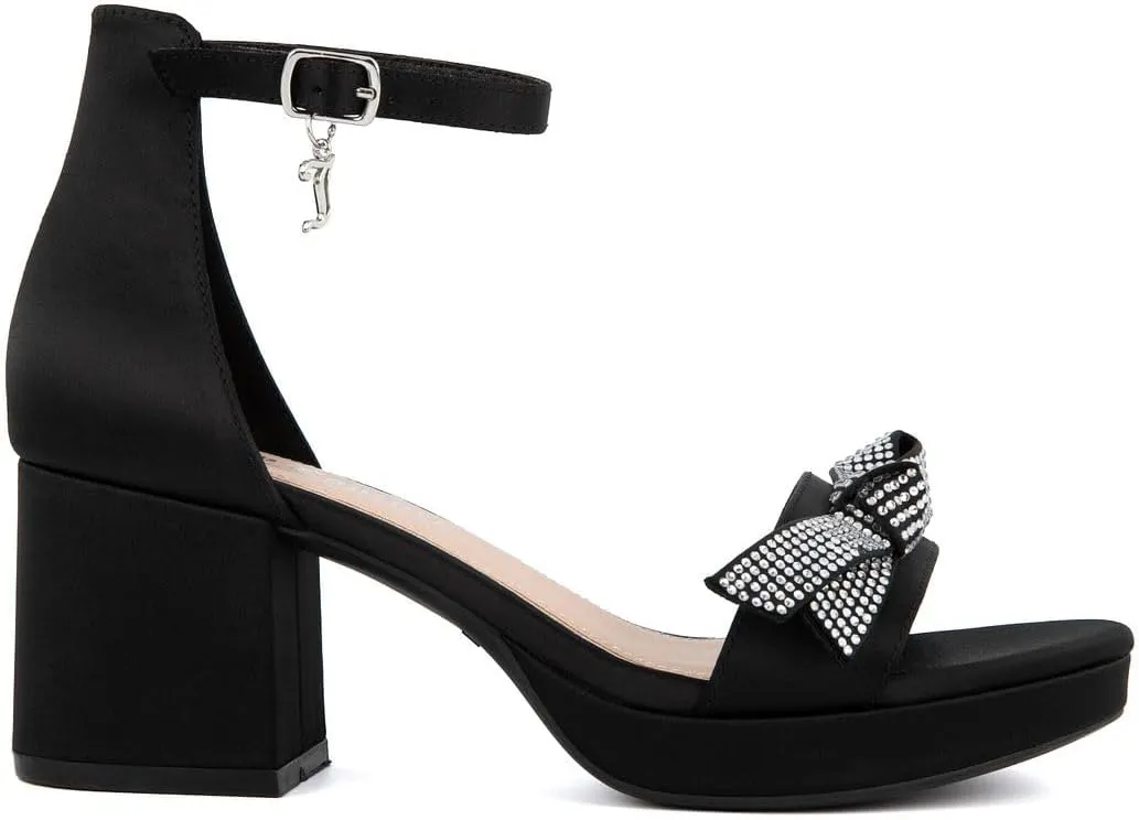 JUICY COUTURE Women's Open Toe Ankle Strap Low Block Chunky Heels Sandals - Dress Pumps Shoes