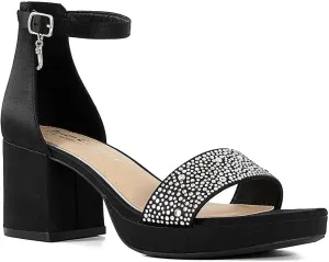 JUICY COUTURE Women's Open Toe Ankle Strap Low Block Chunky Heels Sandals - Dress Pumps Shoes
