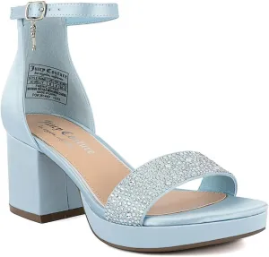 JUICY COUTURE Women's Open Toe Ankle Strap Low Block Chunky Heels Sandals - Dress Pumps Shoes