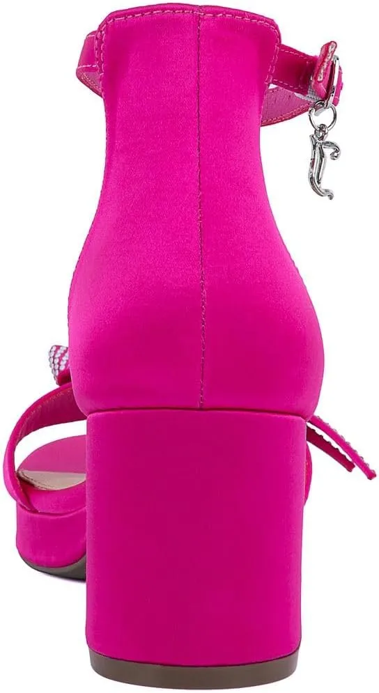 JUICY COUTURE Women's Open Toe Ankle Strap Low Block Chunky Heels Sandals - Dress Pumps Shoes