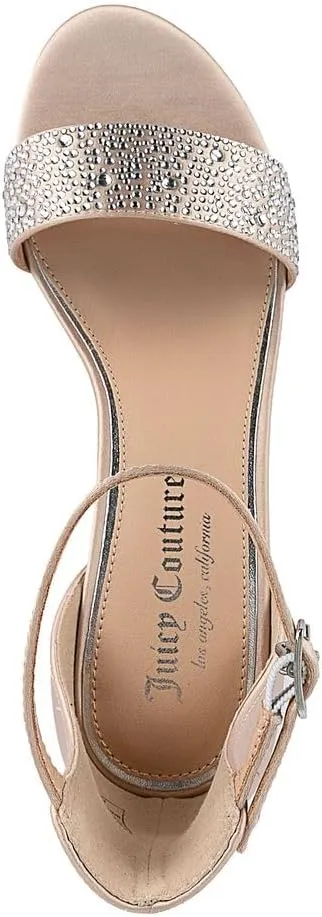JUICY COUTURE Women's Open Toe Ankle Strap Low Block Chunky Heels Sandals - Dress Pumps Shoes