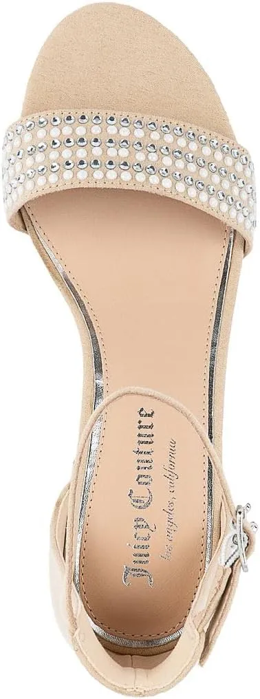 JUICY COUTURE Women's Open Toe Ankle Strap Low Block Chunky Heels Sandals - Dress Pumps Shoes
