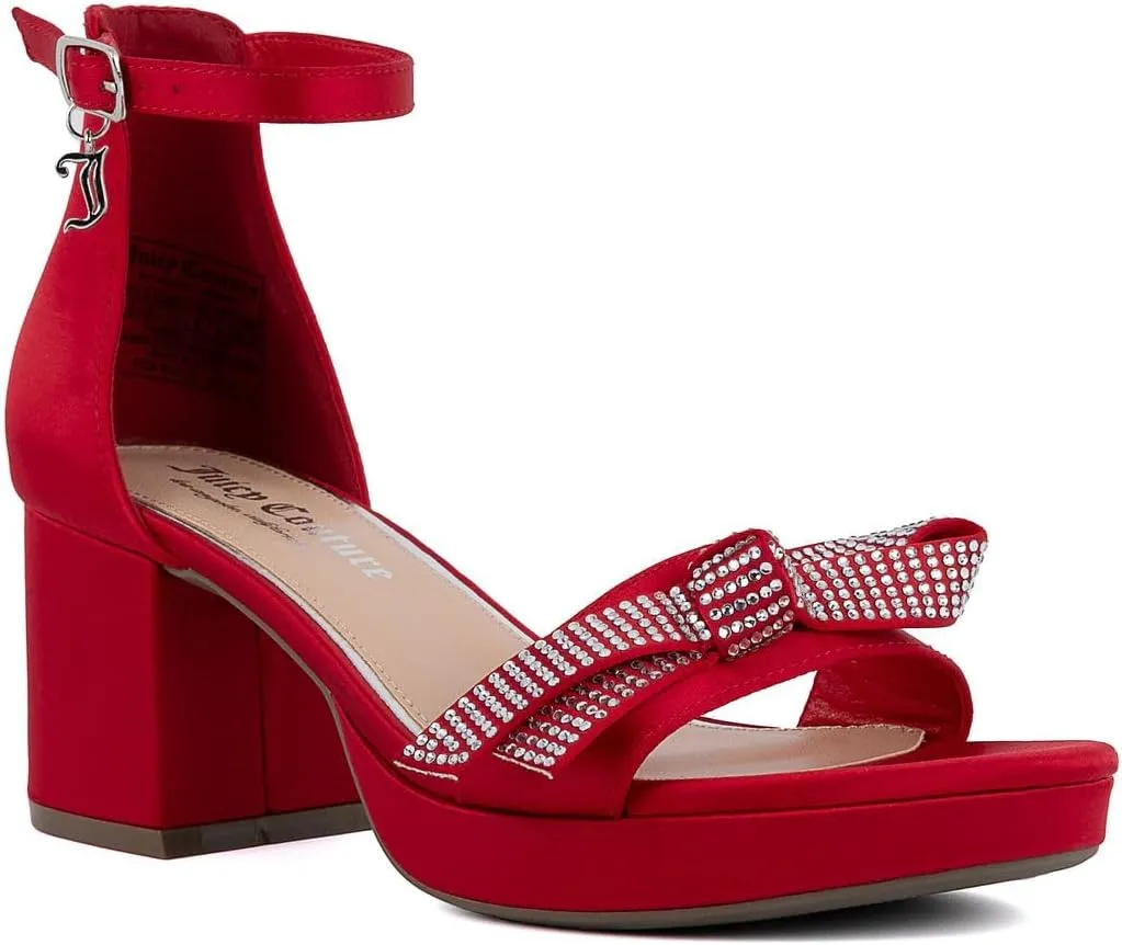 JUICY COUTURE Women's Open Toe Ankle Strap Low Block Chunky Heels Sandals - Dress Pumps Shoes
