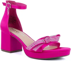 JUICY COUTURE Women's Open Toe Ankle Strap Low Block Chunky Heels Sandals - Dress Pumps Shoes